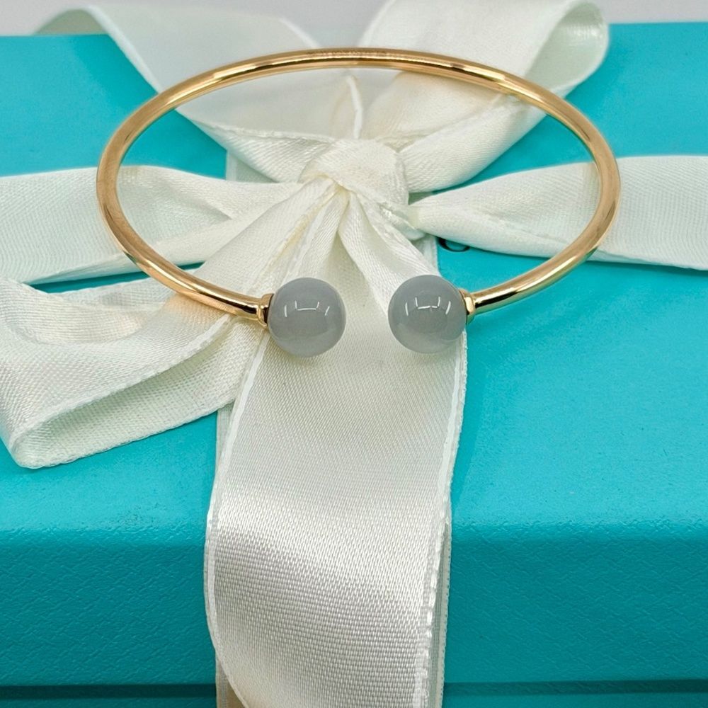 Tiffany & Co 18k Rose Gold Moonstone Ball Bracelet, Small, 2.0"